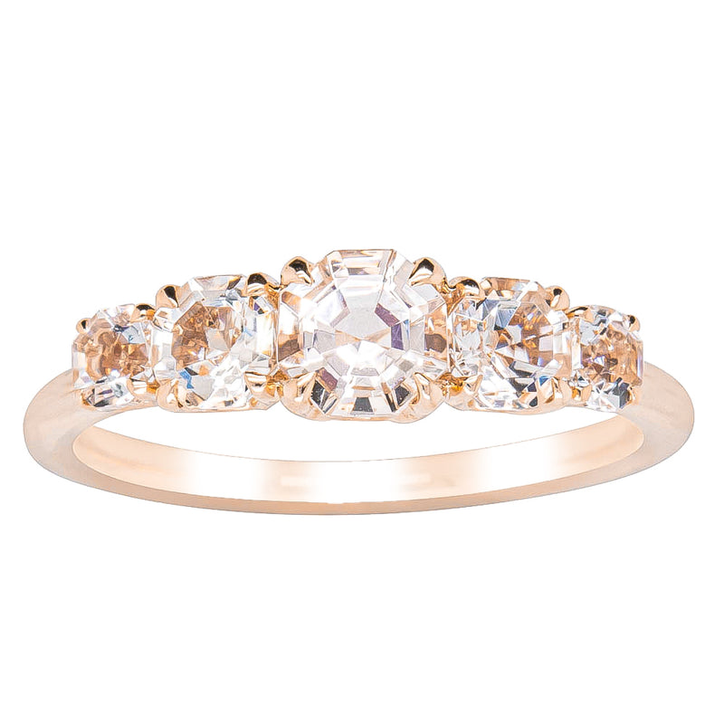 18ct Rose Gold Five Stone Morganite Octavia Ring-Ring-Walker & Hall