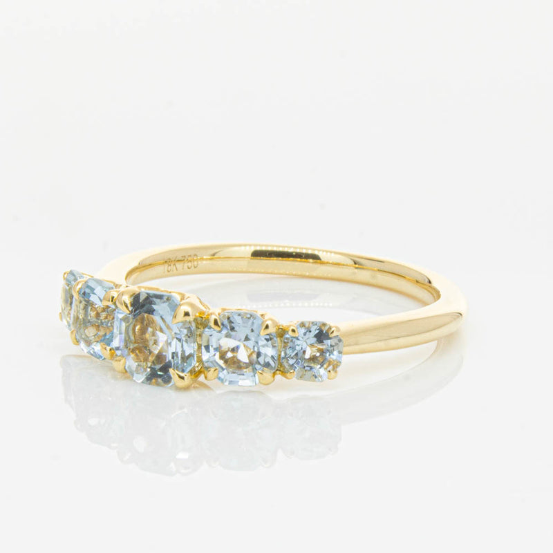 18ct Yellow Gold Five Stone Aquamarine Octavia Ring-Ring-Walker & Hall