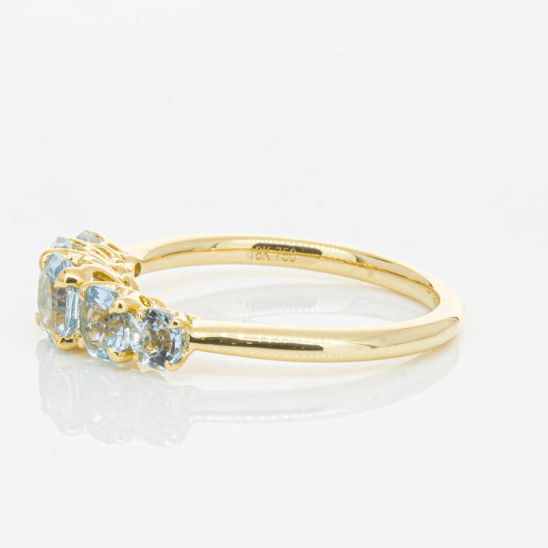 18ct Yellow Gold Five Stone Aquamarine Octavia Ring-Ring-Walker & Hall