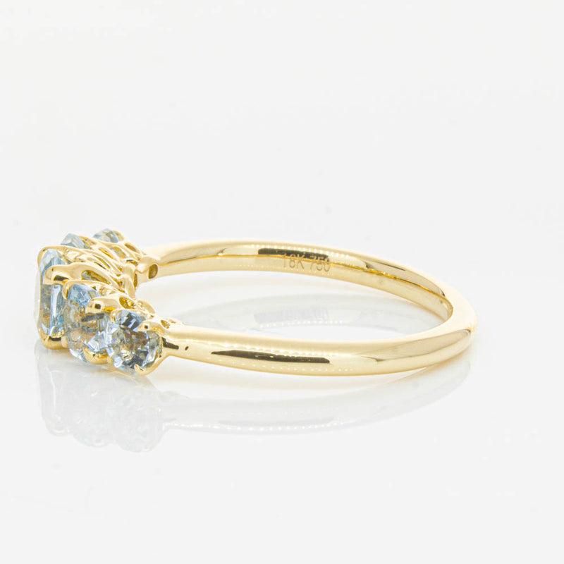 18ct Yellow Gold Five Stone Aquamarine Octavia Ring-Ring-Walker & Hall