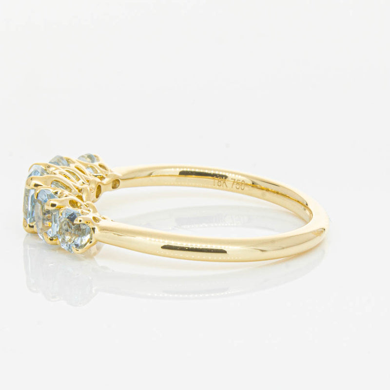 18ct Yellow Gold Five Stone Aquamarine Octavia Ring-Ring-Walker & Hall