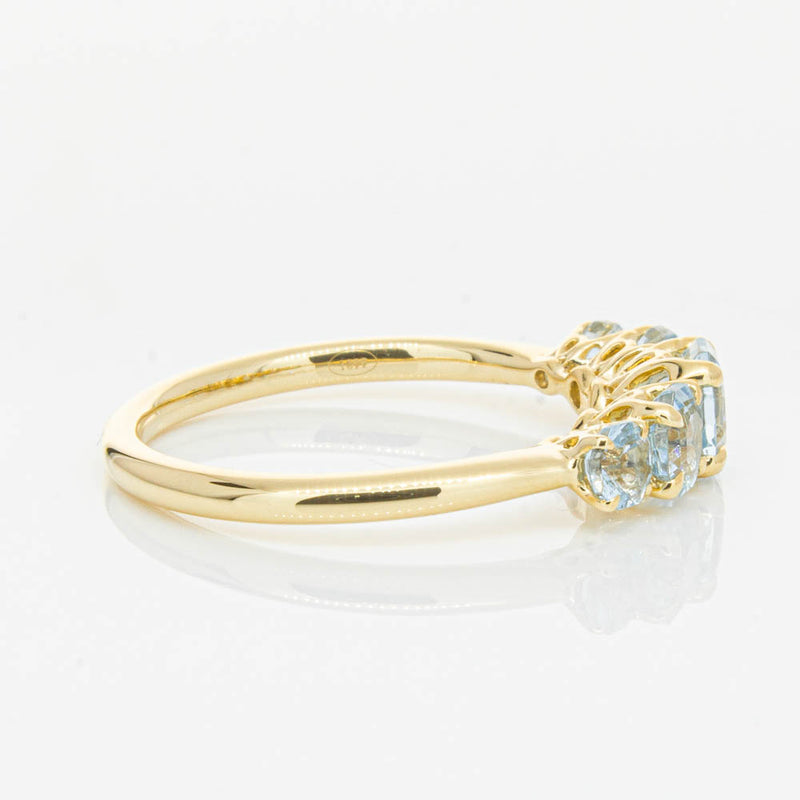 18ct Yellow Gold Five Stone Aquamarine Octavia Ring-Ring-Walker & Hall