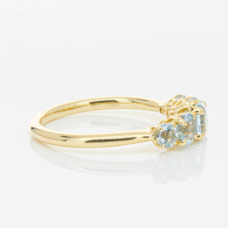 18ct Yellow Gold Five Stone Aquamarine Octavia Ring-Ring-Walker & Hall