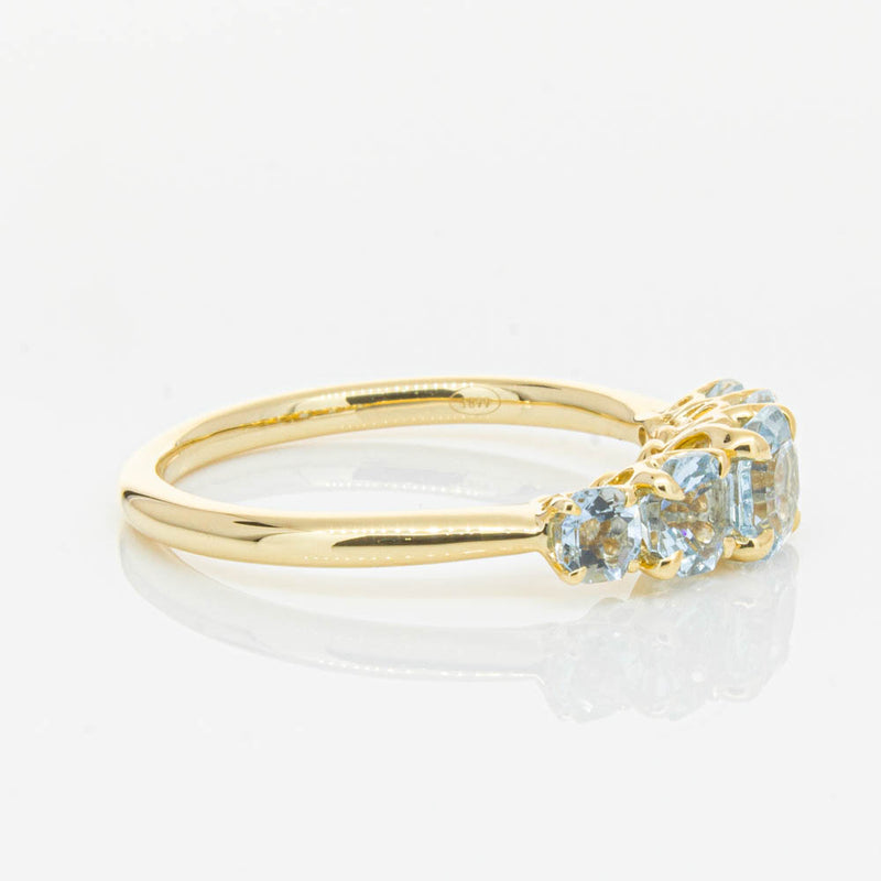 18ct Yellow Gold Five Stone Aquamarine Octavia Ring-Ring-Walker & Hall
