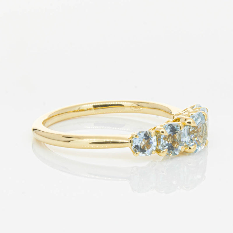 18ct Yellow Gold Five Stone Aquamarine Octavia Ring-Ring-Walker & Hall