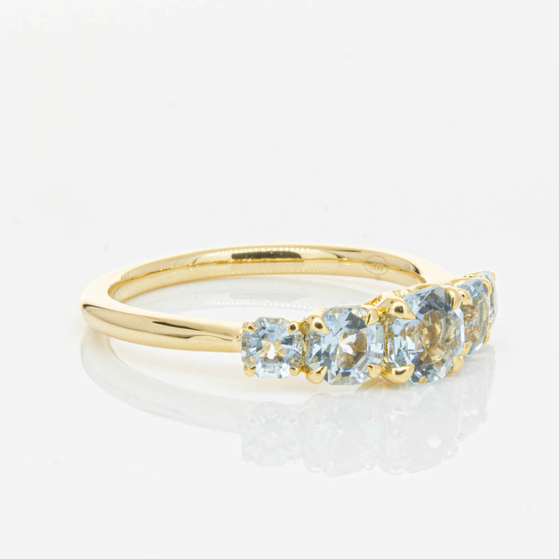 18ct Yellow Gold Five Stone Aquamarine Octavia Ring-Ring-Walker & Hall