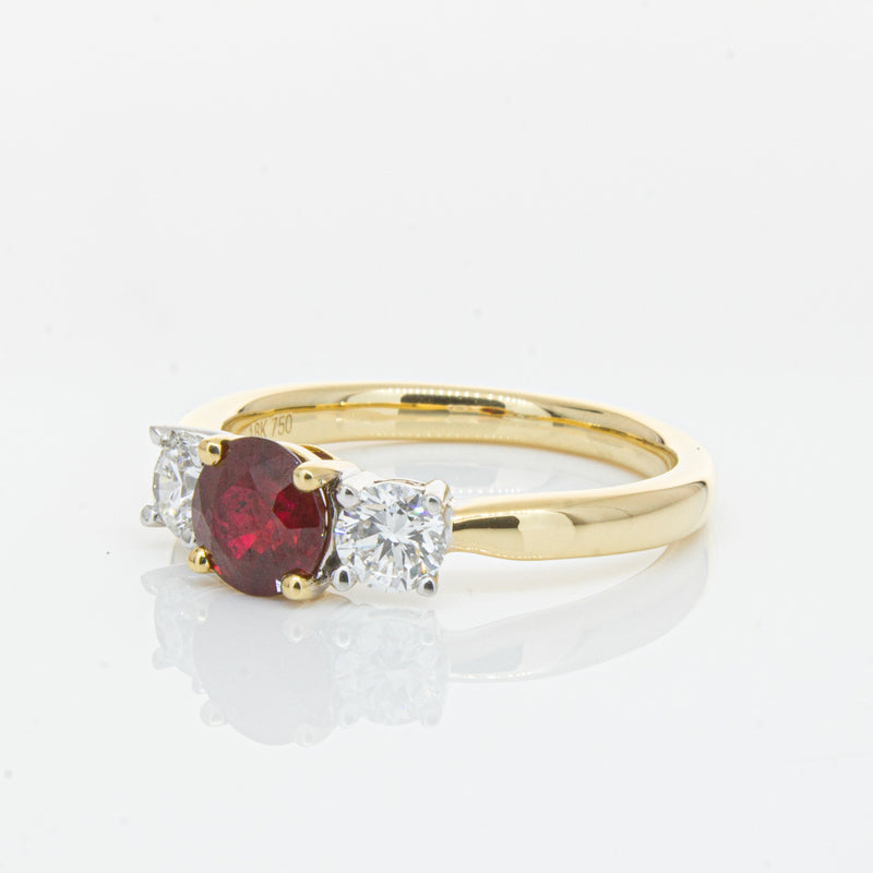 18ct Yellow Gold 1.00ct Ruby & Diamond Ring-Ring-Walker & Hall