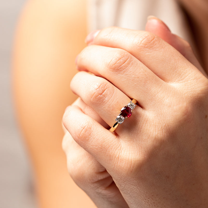 18ct Yellow Gold 1.00ct Ruby & Diamond Ring-Ring-Walker & Hall