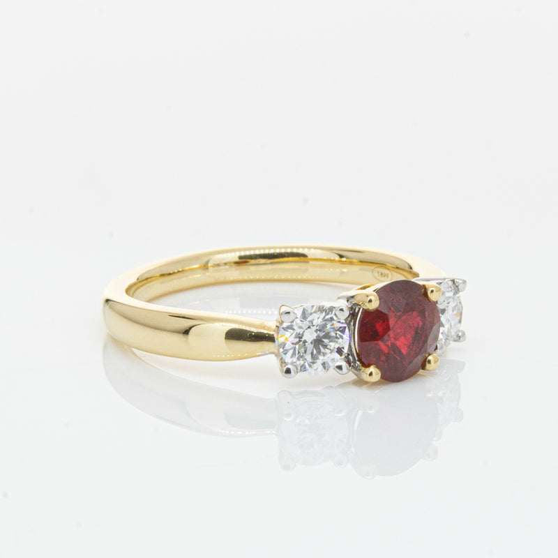 18ct Yellow Gold 1.00ct Ruby & Diamond Ring-Ring-Walker & Hall