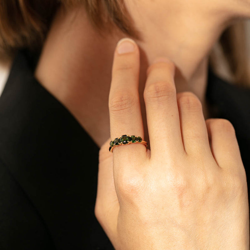 18ct Yellow Gold Five Stone Tourmaline Octavia Ring-Ring-Walker & Hall