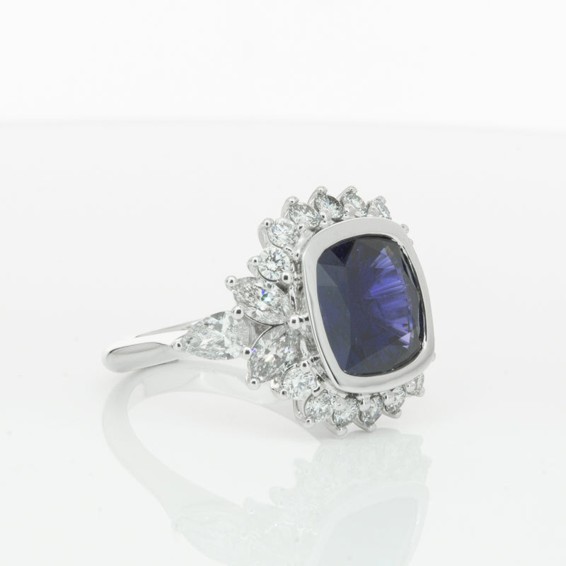 18ct White Gold Sapphire & Diamond Ring-Ring-Walker & Hall