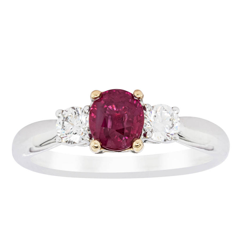 18ct White Gold 1.02ct Ruby & Diamond Ring-Ring-Walker & Hall