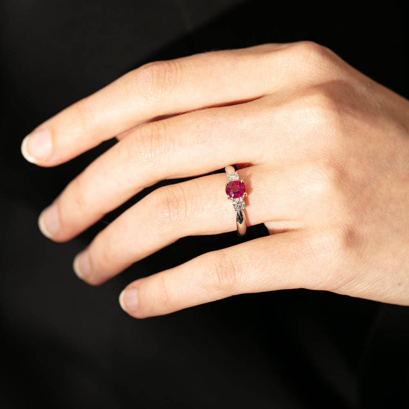 18ct White Gold 1.02ct Ruby & Diamond Ring-Ring-Walker & Hall