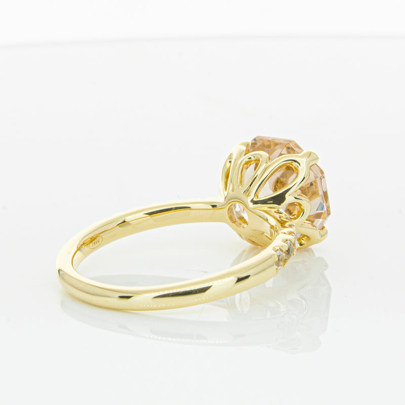 18ct Yellow Gold Morganite Octavus Ring-Ring-Walker & Hall