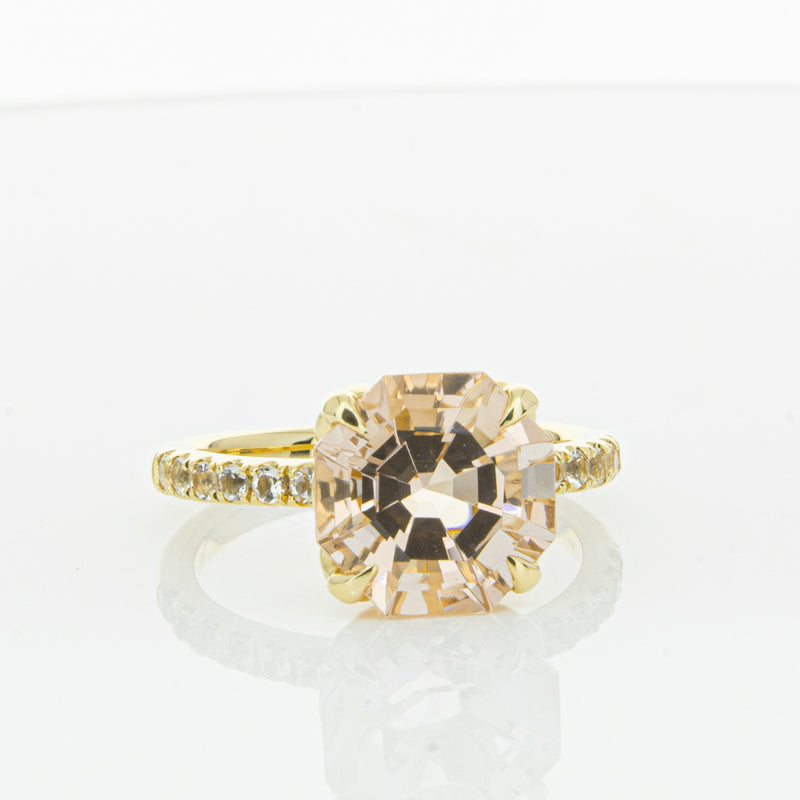 18ct Yellow Gold Morganite Octavus Ring-Ring-Walker & Hall