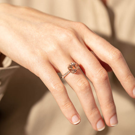 18ct Rose Gold Morganite Octavus Ring-Ring-Walker & Hall