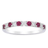 18ct White Gold Ruby & Diamond Panorama Band-Ring-Walker & Hall