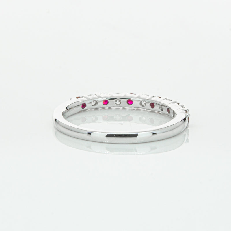 18ct White Gold Ruby & Diamond Panorama Band-Ring-Walker & Hall