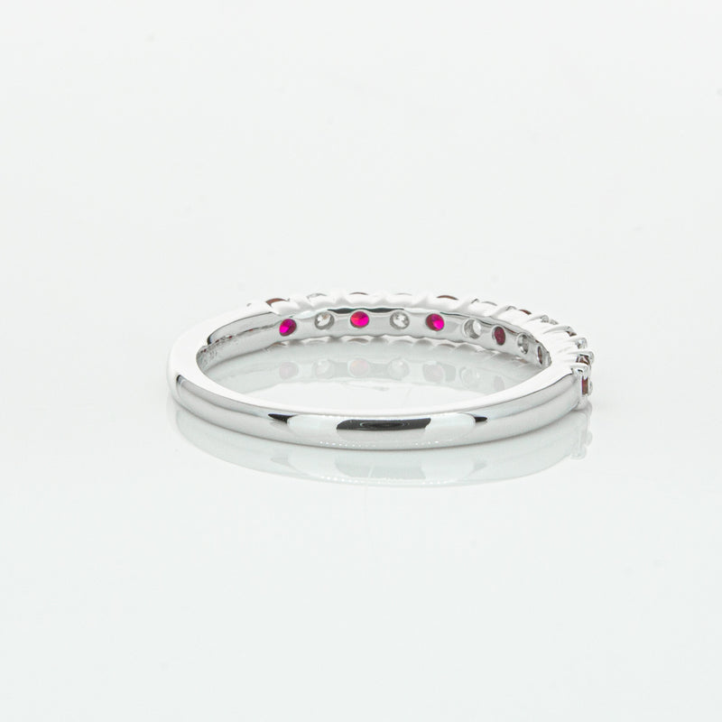 18ct White Gold Ruby & Diamond Panorama Band-Ring-Walker & Hall