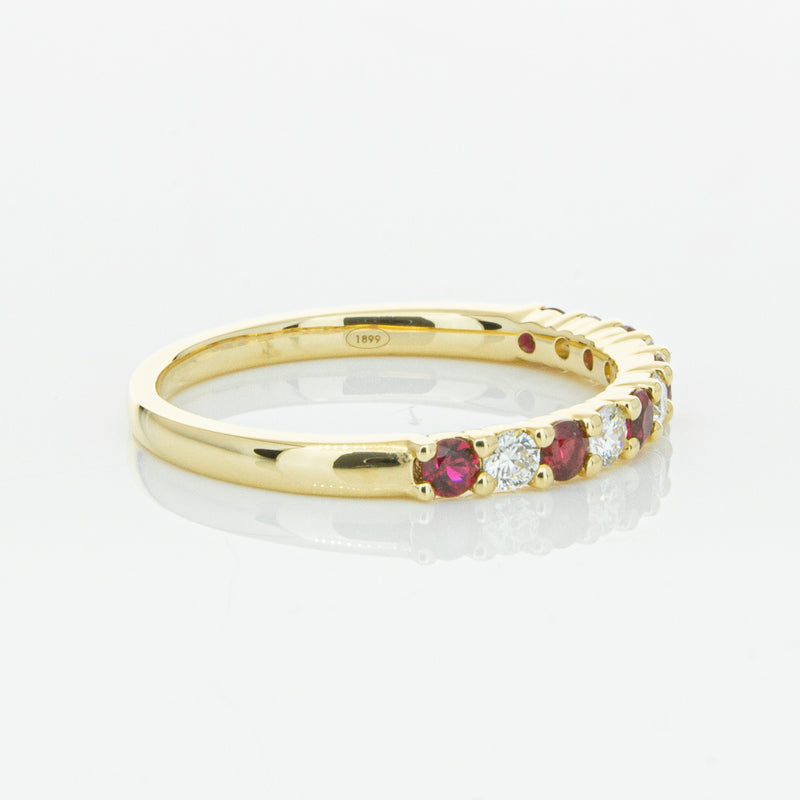 18ct Yellow Gold Ruby & Diamond Panorama Band-Ring-Walker & Hall