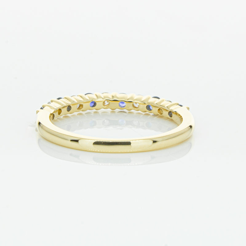 18ct Yellow Gold Sapphire & Diamond Panorama Band-Ring-Walker & Hall