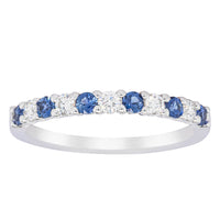 18ct White Gold Sapphire & Diamond Panorama Band-Ring-Walker & Hall