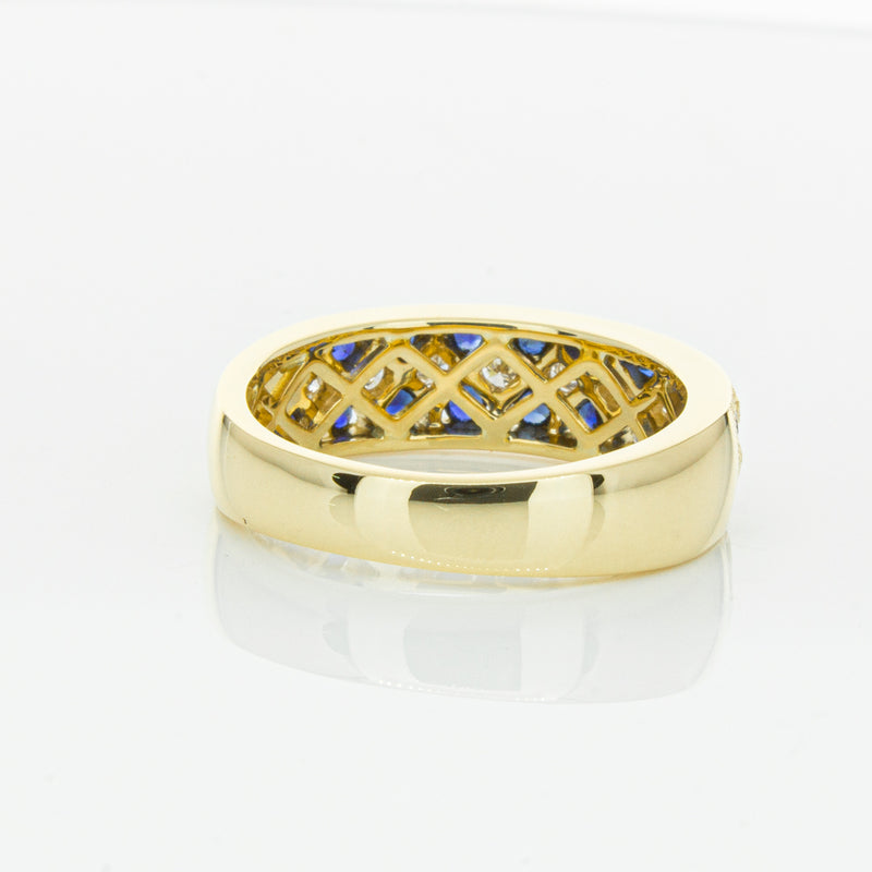 18ct Yellow Gold Sapphire & Diamond Honour Band-Ring-Walker & Hall