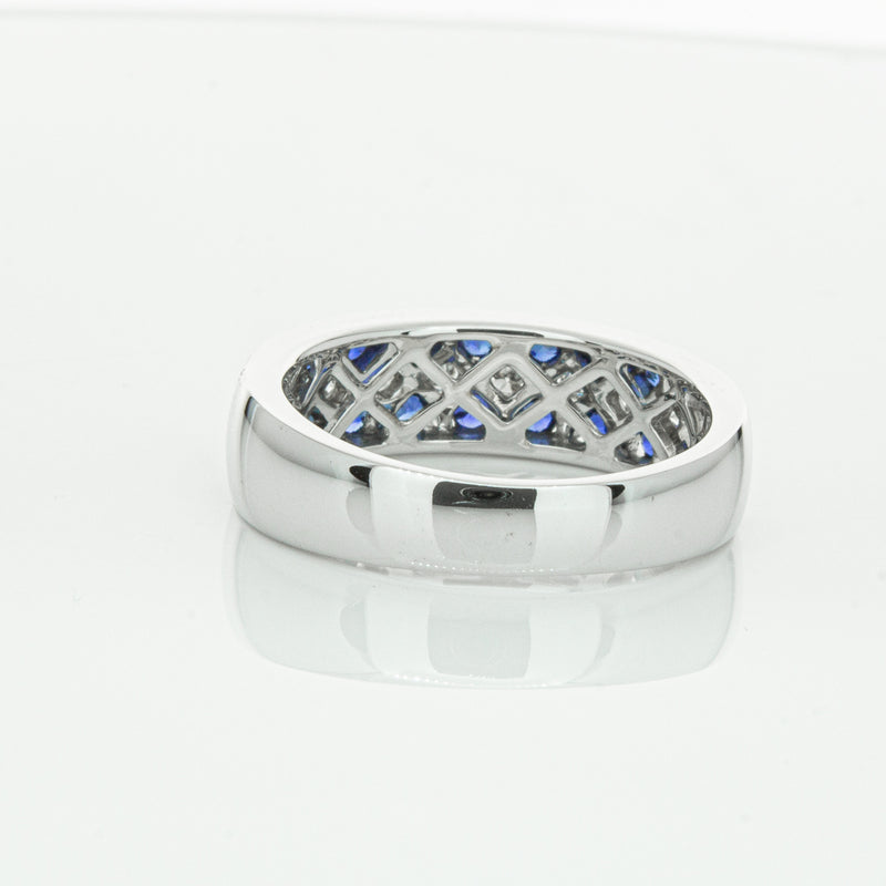 18ct White Gold Sapphire & Diamond Honour Band-Ring-Walker & Hall