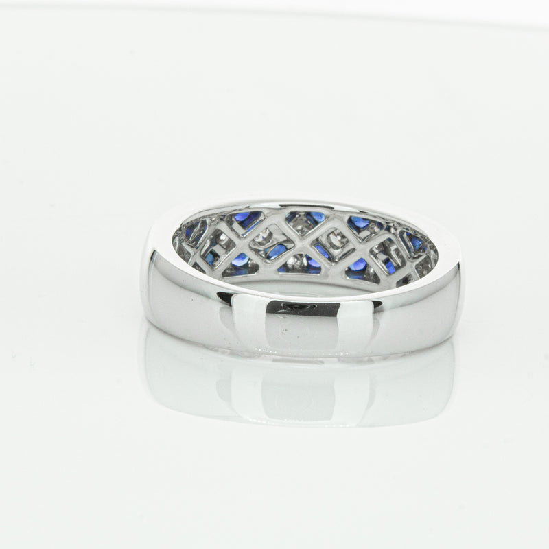 18ct White Gold Sapphire & Diamond Honour Band-Ring-Walker & Hall