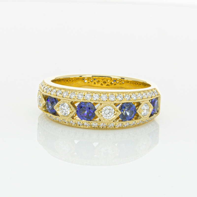 18ct Yellow Gold Sapphire & Diamond Cecelia Ring-Ring-Walker & Hall