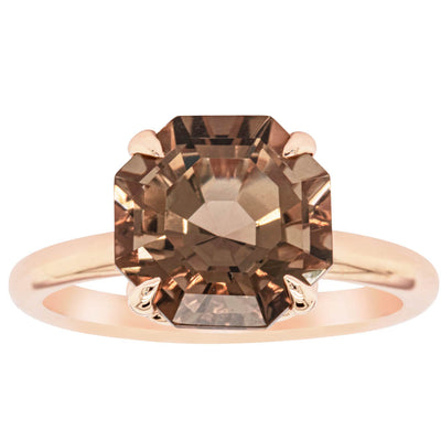 18ct Rose Gold Smoky Quartz Octavia Ring-Ring-Walker & Hall