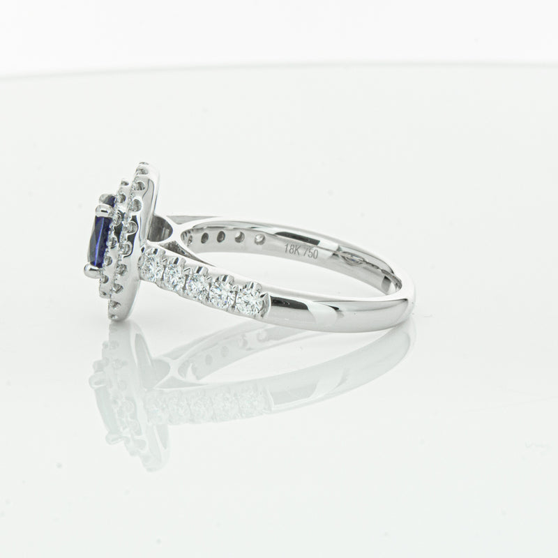 18ct White Gold 1.19ct Sapphire & Diamond Rosa Ring-Ring-Walker & Hall