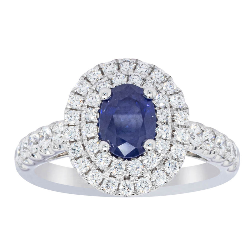 18ct White Gold 1.19ct Sapphire & Diamond Rosa Ring-Ring-Walker & Hall