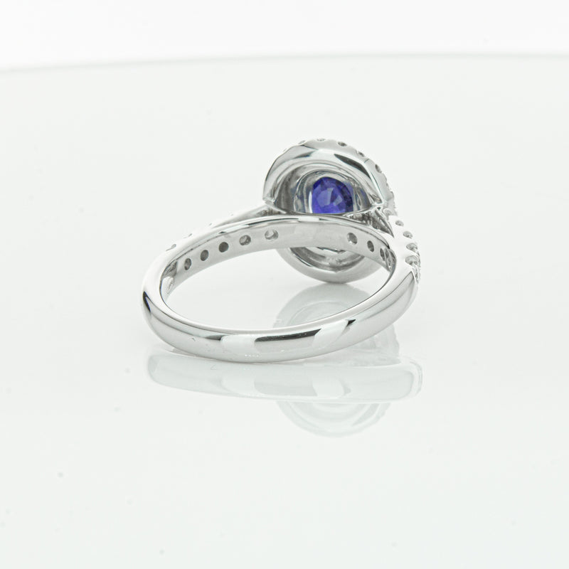 18ct White Gold 1.19ct Sapphire & Diamond Rosa Ring-Ring-Walker & Hall