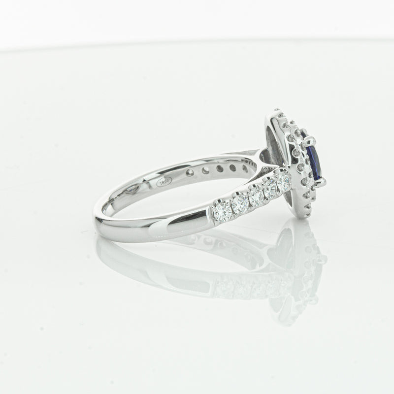 18ct White Gold 1.19ct Sapphire & Diamond Rosa Ring-Ring-Walker & Hall