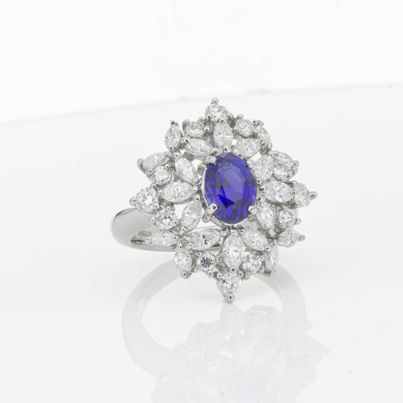 Deja Vu Platinum 2.11ct Sapphire & Diamond Ring-Ring-Walker & Hall