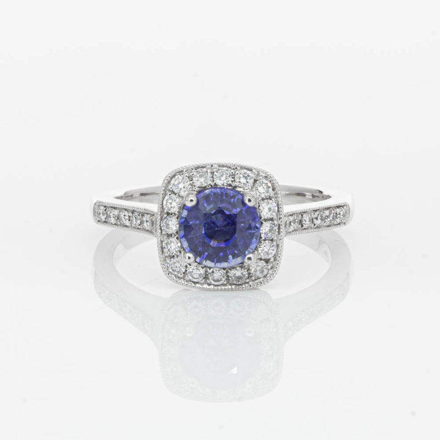 18ct White Gold .92ct Sapphire & Diamond Aurora Ring-Ring-Walker & Hall