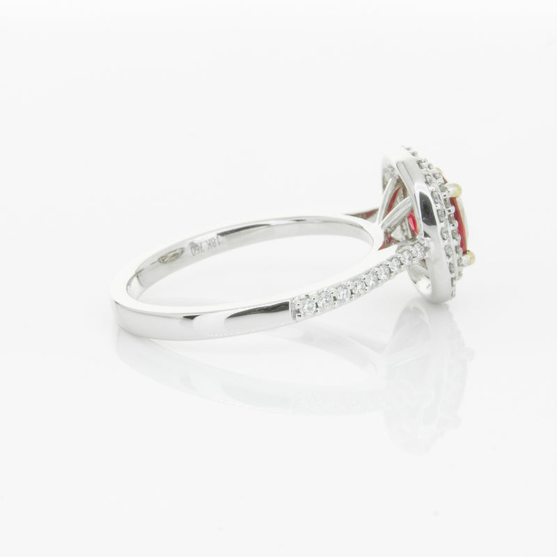 18ct White Gold 1.35ct Ruby & Diamond Rosa Ring-Ring-Walker & Hall