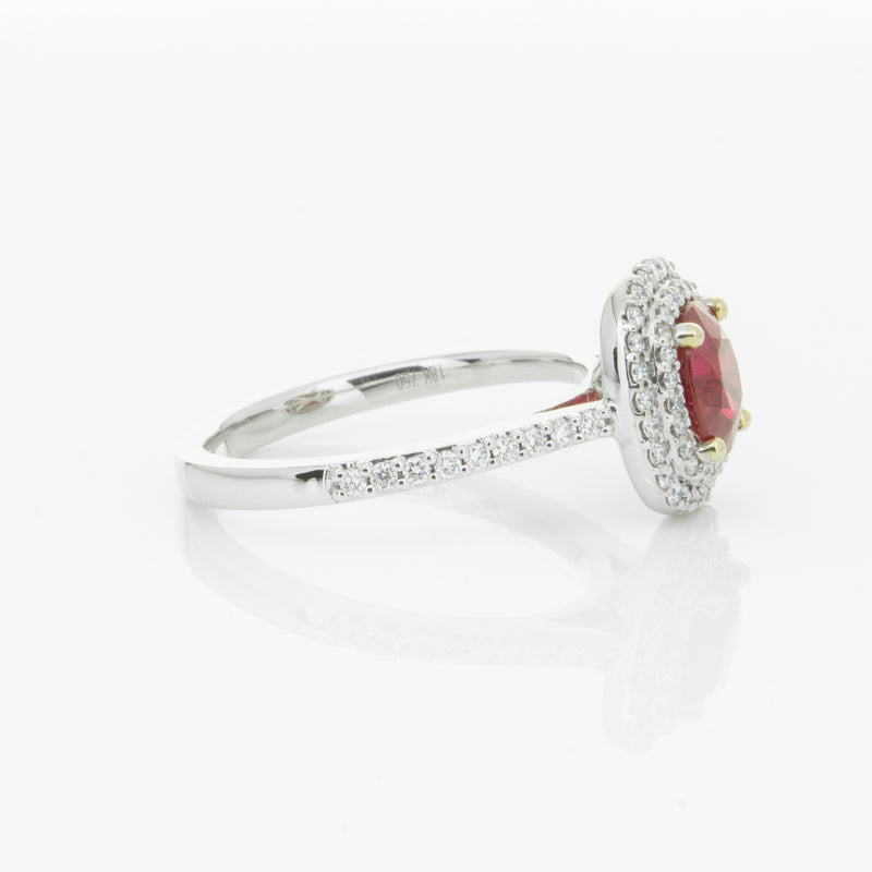 18ct White Gold 1.35ct Ruby & Diamond Rosa Ring-Ring-Walker & Hall