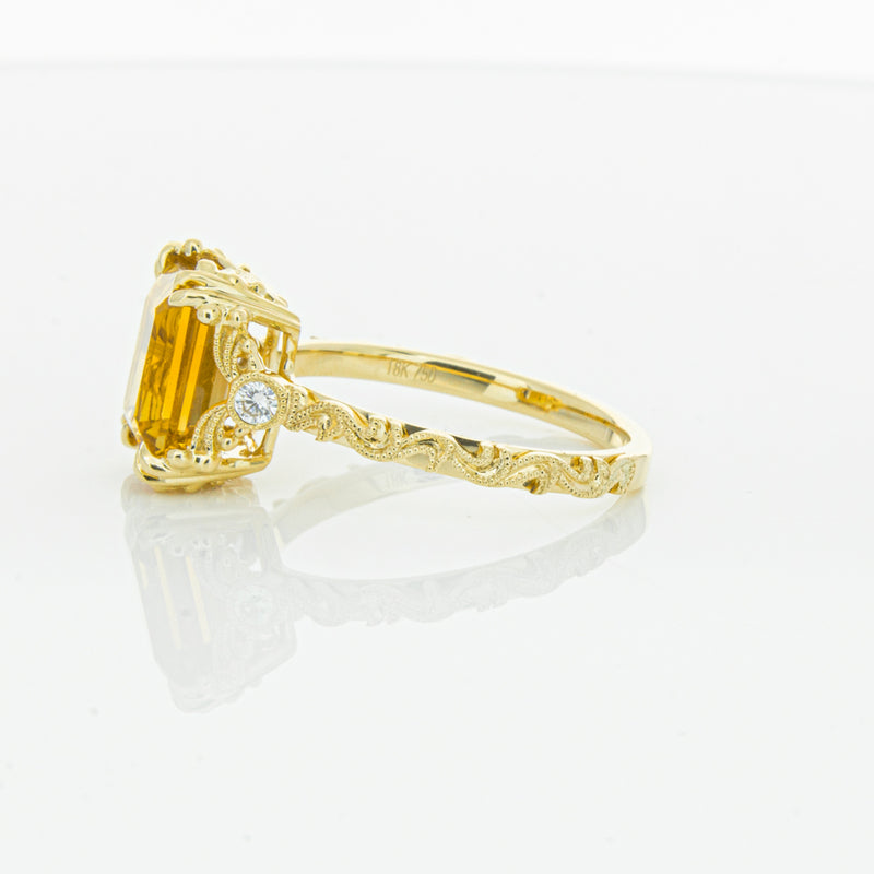 18ct Yellow Gold Citrine & Diamond Romanov Ring-Ring-Walker & Hall