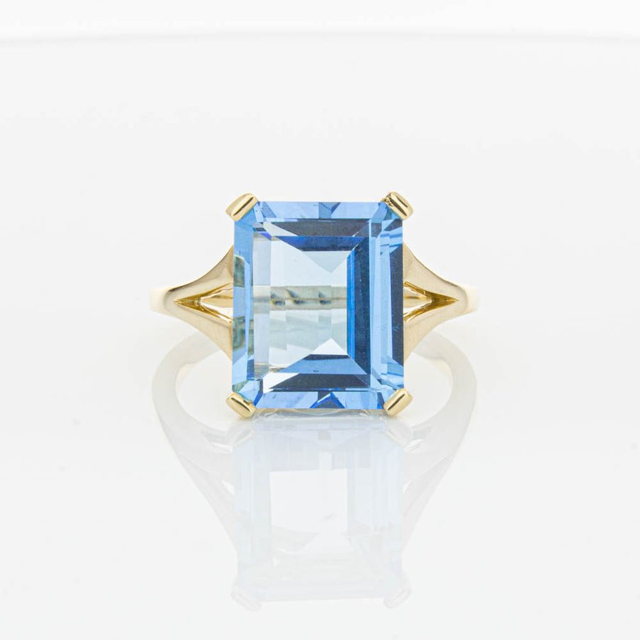 14ct Yellow Gold Blue Topaz Juliet Ring-Ring-Walker & Hall