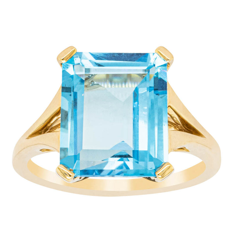 14ct Yellow Gold Blue Topaz Juliet Ring-Ring-Walker & Hall