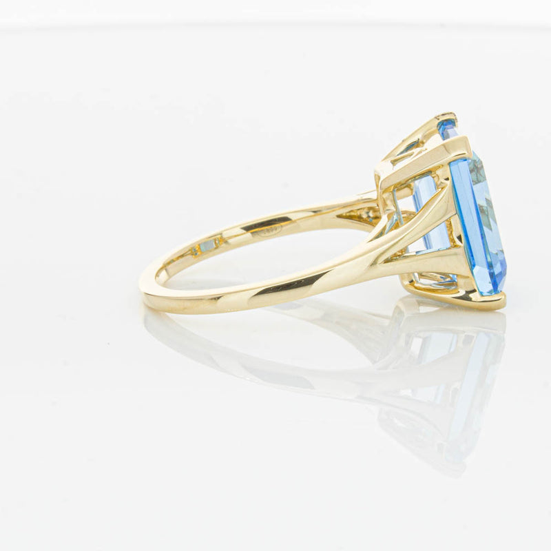 14ct Yellow Gold Blue Topaz Juliet Ring-Ring-Walker & Hall