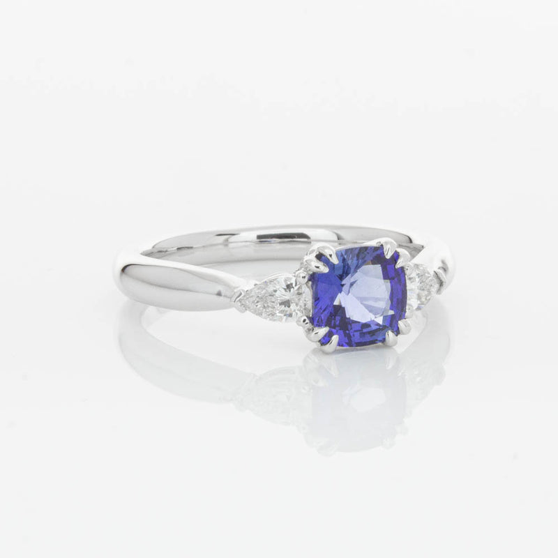 18ct White Gold 1.03ct Cushion Sapphire & Diamond Ayla Ring-Ring-Walker & Hall