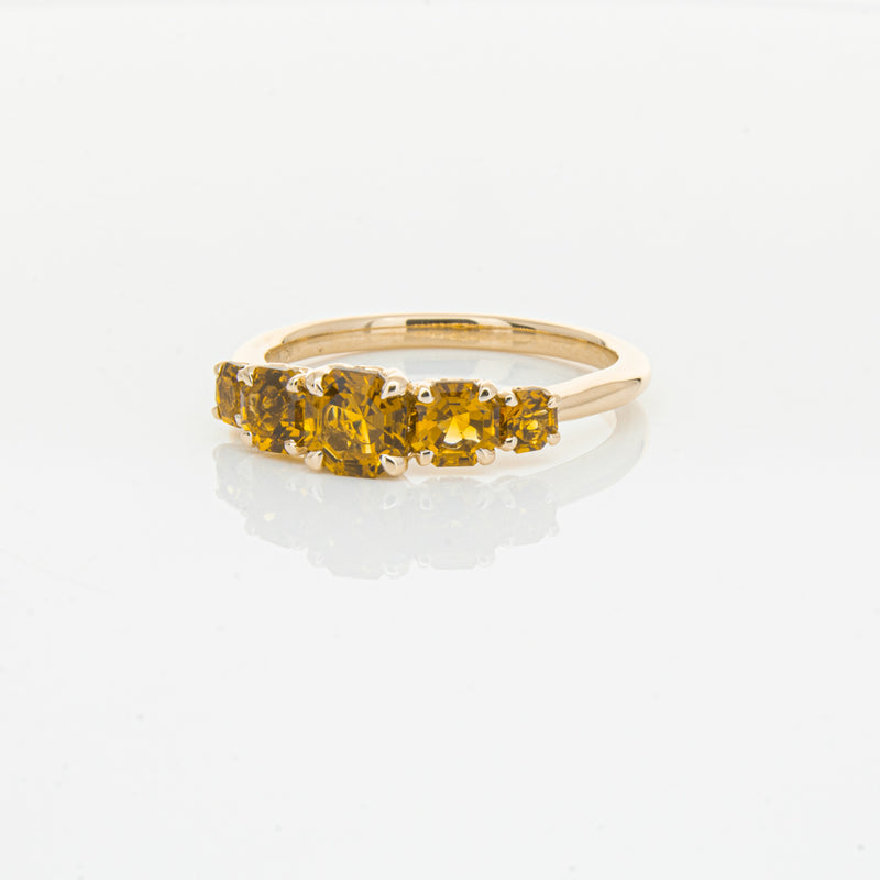 18ct Rose Gold Five Stone Citrine Octavia Ring-Ring-Walker & Hall