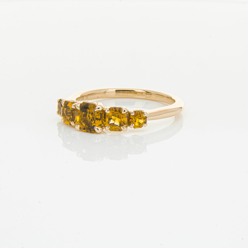 18ct Rose Gold Five Stone Citrine Octavia Ring-Ring-Walker & Hall