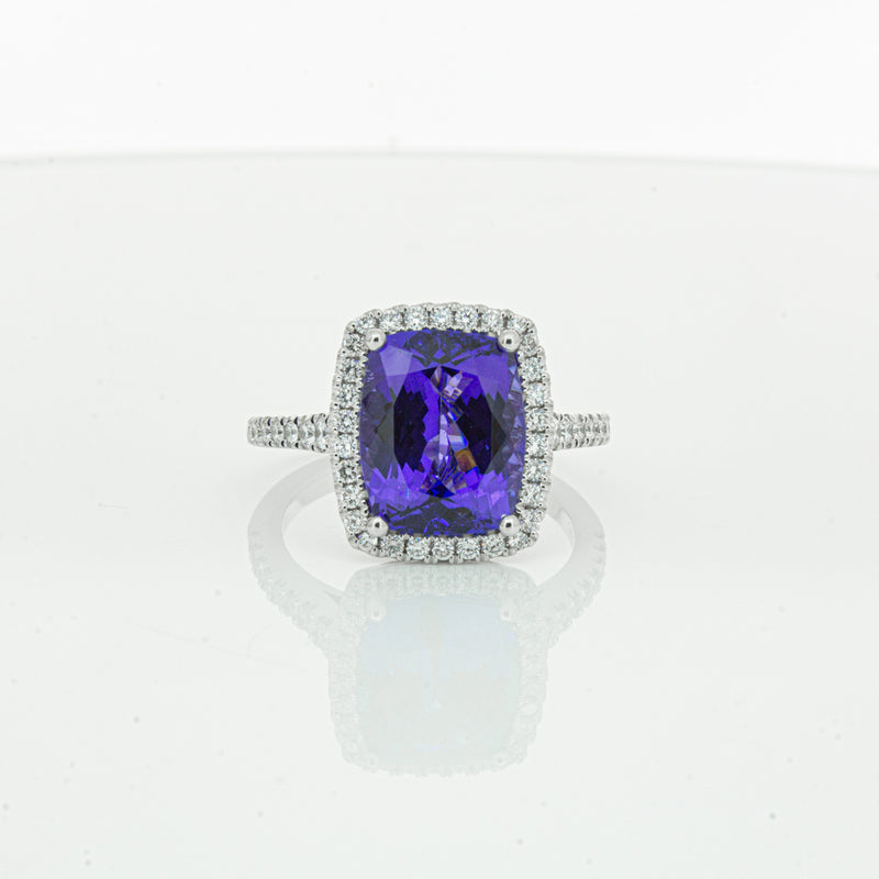18ct White Gold Tanzanite & Diamond Sierra Ring-Ring-Walker & Hall