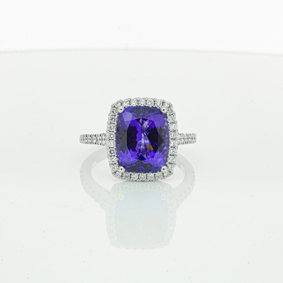 18ct White Gold Tanzanite & Diamond Sierra Ring-Ring-Walker & Hall