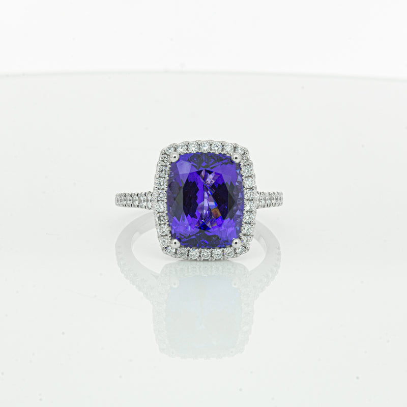 18ct White Gold Tanzanite & Diamond Sierra Ring-Ring-Walker & Hall