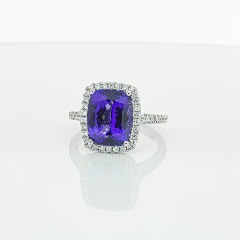 18ct White Gold Tanzanite & Diamond Sierra Ring-Ring-Walker & Hall